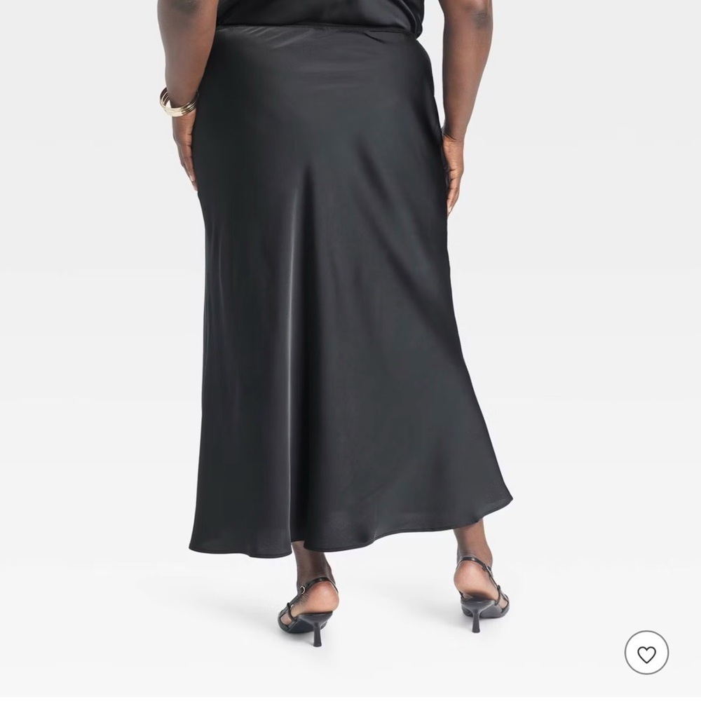 Elegant Black Satin Maxi Skirt